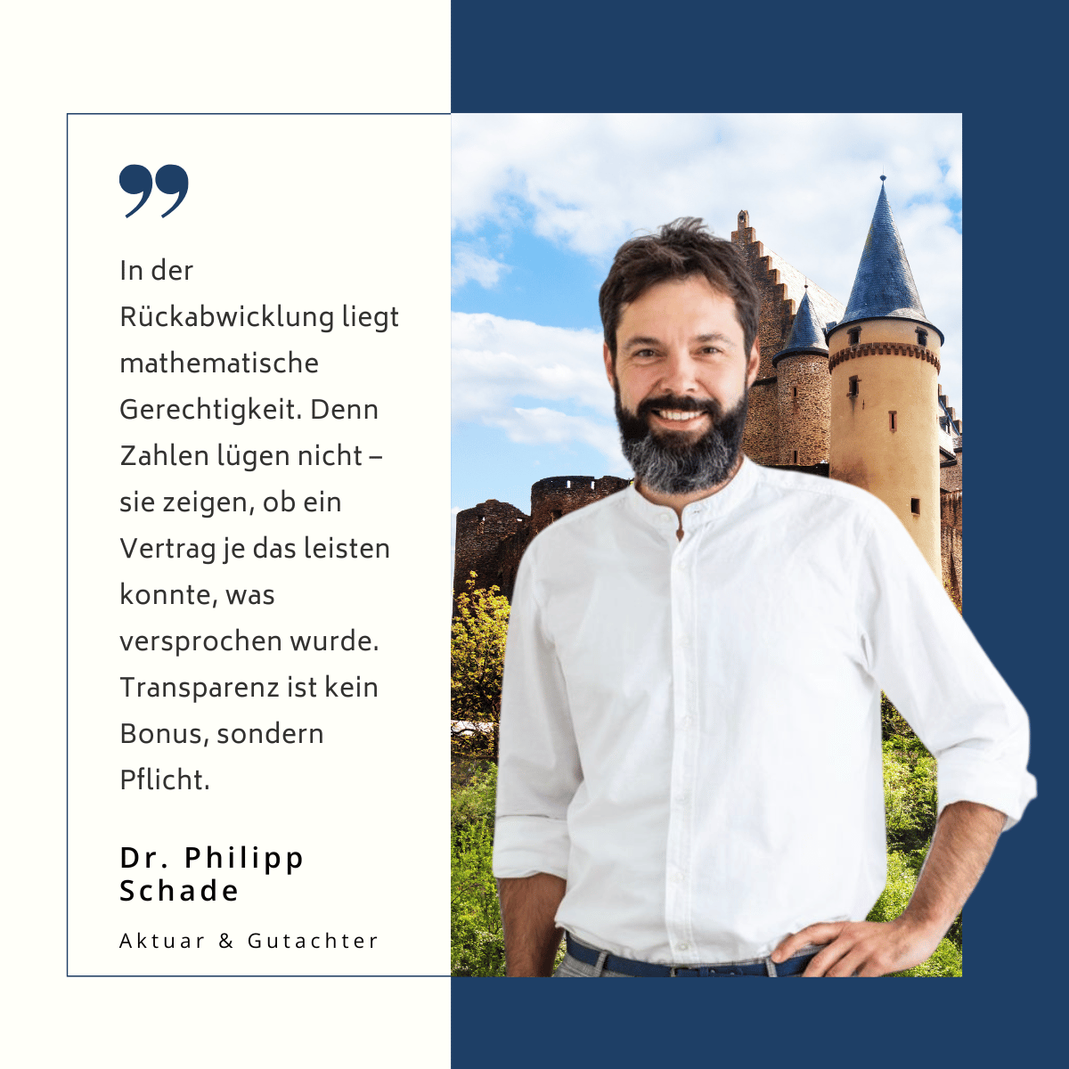 „Widersprechen statt wegsehen?“ — Rückabwicklung von Lebensversicherungen zwischen Recht, Rendite und Realität 2 Mathematische Rückabwicklung mit Prof. Dr. Schade