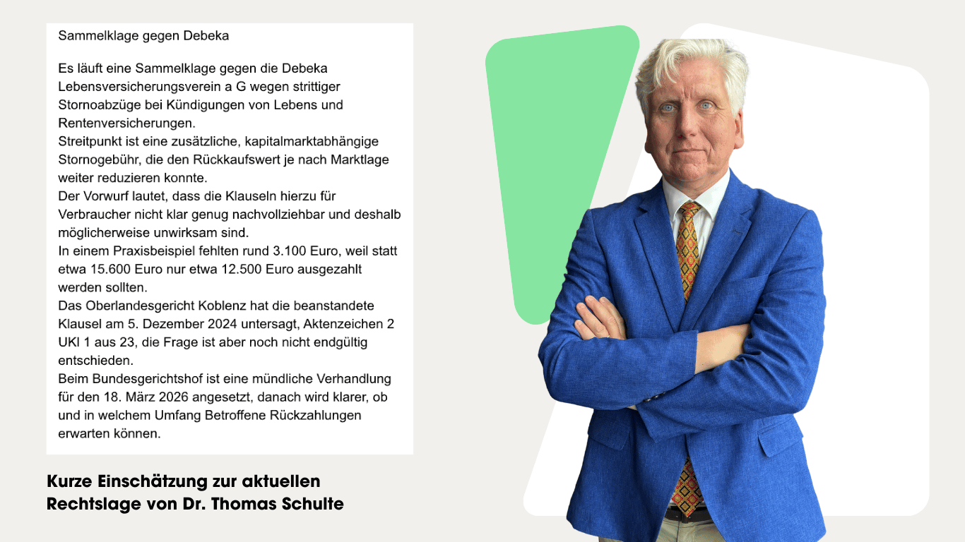 Sammelklage Debeka - Einschätzung Dr Schulte