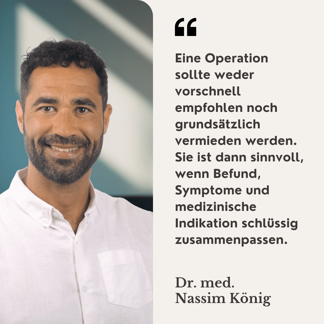 Wenn der Rücken Fragen stellt: Warum gute Wirbelsäulenmedizin mit genauer Einordnung beginnt 1 Operation Bandscheibe mit Dr. med. Nassim König